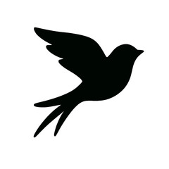 Obraz premium very simple flat and single minimalist Trailing Bird Silhouettes in black on a white background