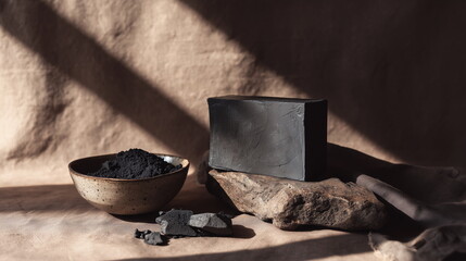 Natural charcoal soap bar