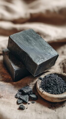 Natural charcoal soap bar