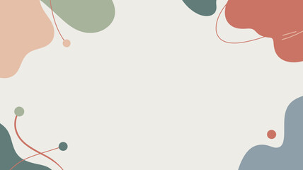 Abstract background with pastel blobs and thin lines on a light beige background color palette
