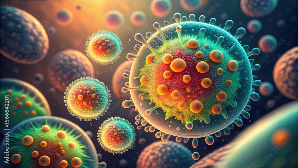 Poster High-Resolution Macro Image of Probiotic Cultures in Gigapixel Quality