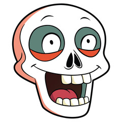 Obraz premium Cartoon Skull Head with Big Smile and Red Eyes 