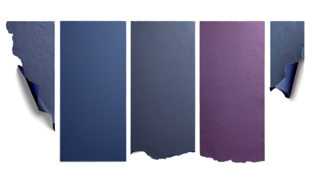 Abstract textured surfaces with peeling paint in shades of blue and purple