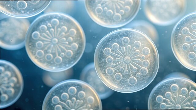 Detailed Close-Up of Probiotic Colonies in Gel Textures and Patterns