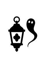 very simple flat and single minimalist Flowing Lantern Spirit Silhouettes in black on a white background