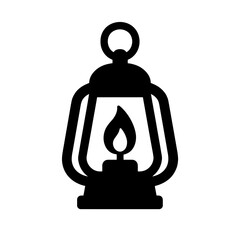 very simple flat and single minimalist Lonely Lantern Step Silhouettes in black on a white background
