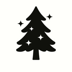 very simple flat and single minimalist Twinkling Tree Step Silhouettes in black on a white background