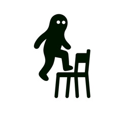 very simple flat and single minimalist Lonely Chair Step Silhouettes in black on a white background