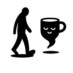 very simple flat and single minimalist Silent Cup Spirit Silhouettes in black on a white background