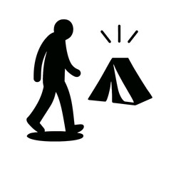 very simple flat and single minimalist Soaring Tent Step Silhouettes in black on a white background