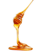 Running Honey in a Smooth Line with Round Drop on a White Background
