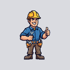 Cartoon Contractor Mascot Logo