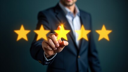 Hand Touching Glowing Star Rating