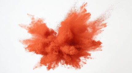 A festive explosion of red powder in mid-air against a clean white background