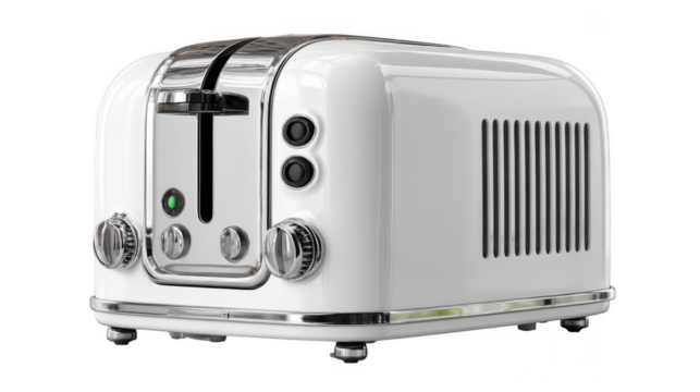 White retro toaster isolated on transparent background