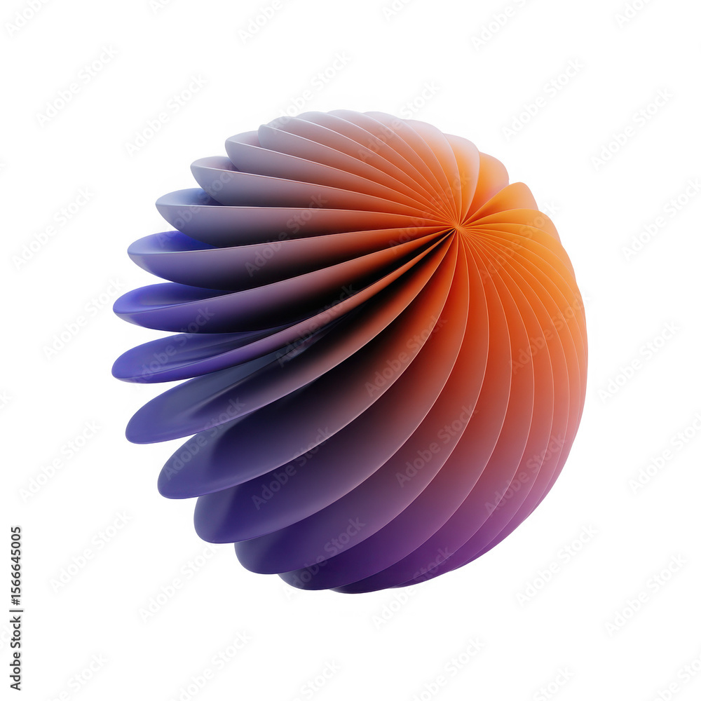 Poster abstract swirling geometric form with gradient colors isolated on transparent background