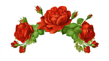Elegant Vintage Frame with Blooming Red Roses for Decoration