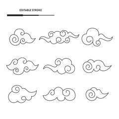 Chinese Cloud Icon Set Vector Design.