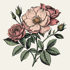 Classic Vintage Floral Art of Blooming Orchids in Elegant Style