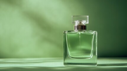 perfume bottle with green background