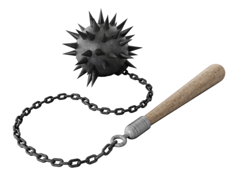 Chaines mace isolated on transparent background. 3D illustration