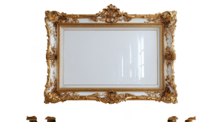 Ornate gold frame isolated on transparent background