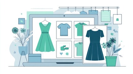 Online fashion shopping on a laptop