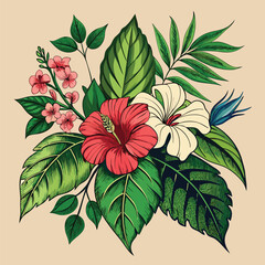 Classic Vintage Floral Art of Blooming Orchids in Elegant Style