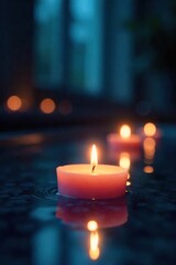 Floating Candles Illuminate Dark Room Serene, Magical Atmosphere Perfect for Meditation, Spa, and Spiritual Themes
