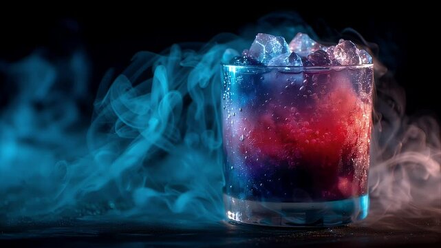 煙に包まれたミステリアスなカクテルの動画｜Video of a mysterious cocktail shrouded in smoke