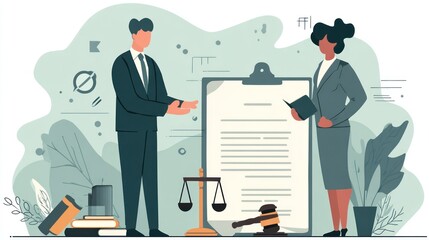 Two legal professionals discussing a document