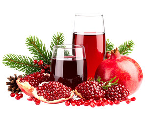 Juicy pomegranates and rich ruby juice elegantly combined with festive natural elements.