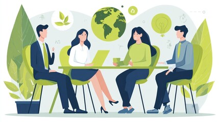 Business people in a meeting discussing environmental issues