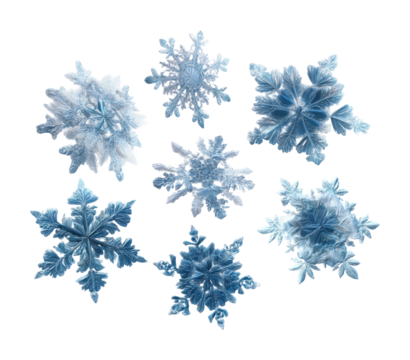 Delicate snowflake patterns nature winter top-down view