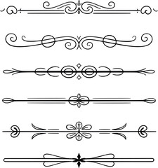 Obraz premium Elegant Decorative Divider Set, Vintage Line Borders and Flourishes Clipart.