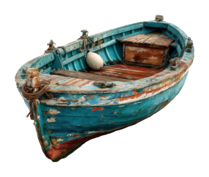 Vintage fishing boat coastal area rustic environment side view