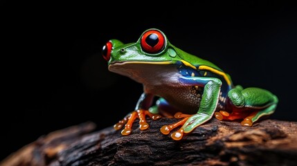 Close-up of vibrant tropical frog