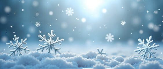 Hyperrealistic Macro Snowflake Pattern on Icy Blue and White Seamless Background