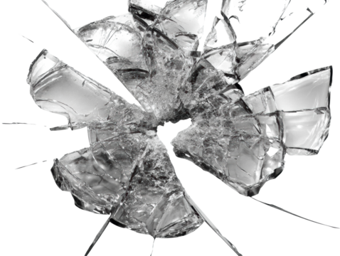 Conceptual view shattered glass in an abstract environment