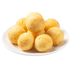 A plate of round, golden-brown cheese bread balls with a slightly crispy exterior and soft texture.