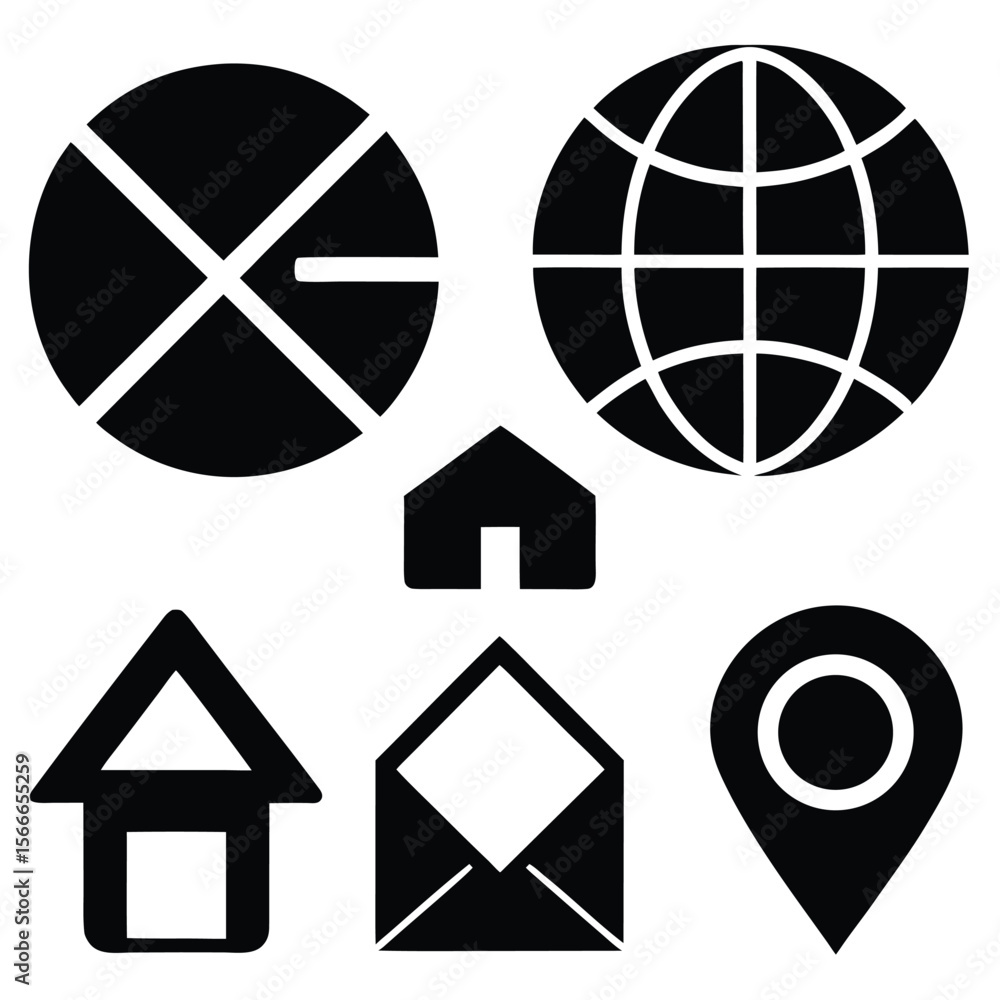 Poster a versatile set of vector icons for web design, featuring global and travel symbols like the earth, 