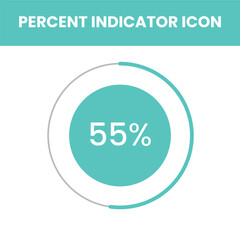 Stylish 55% Progress Gauge Flat Icon
