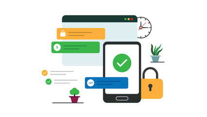 Verification and secure web concept representation minimalist flat illustration