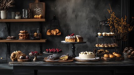 Dessert With Dark Elegant Background