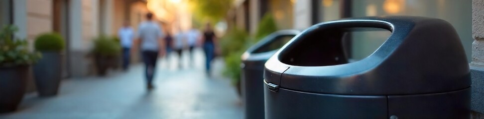 A smart garbage can with a secure locking mechanism, preventing unauthorized access and keeping waste safely contained Ideal for public spaces, schools, or high-traffic areas , lock, clean, recycling