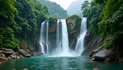 Datanla Waterfall situated close to a popular mountain town in Southeast Asia  2