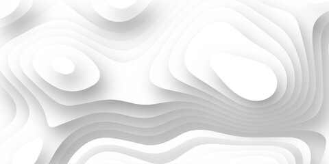 Abstract white paper cut background with lines. Background of the topographic map. Abstract wavy line paper cut white background Abstract soft white background with waves, textured Papercut background