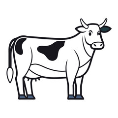 Happy Cow Standing Proudly and Looking Right	