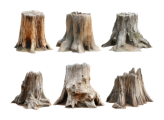 Wooden stumps arrangement forest floor nature outdoors