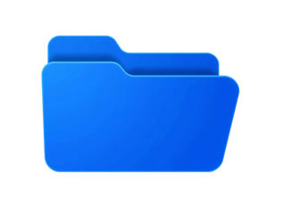 Blue folder icon isolated on transparent background